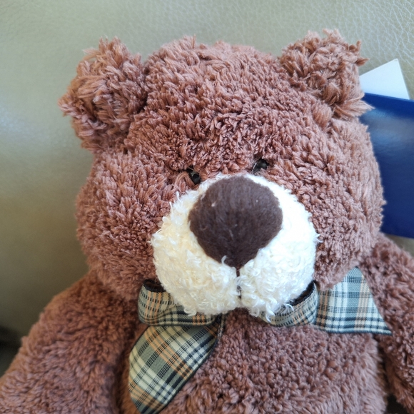 Goffa Brown Bear Plush Lovable Huggable Gingham Bow Stuffed Animal Toy Tagged - Picture 2 of 13